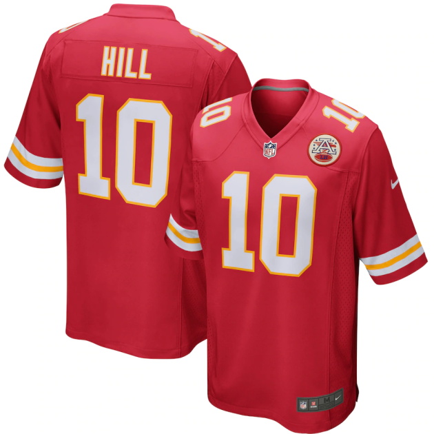 mens nike tyreek hill red kansas city chiefs game player jersey